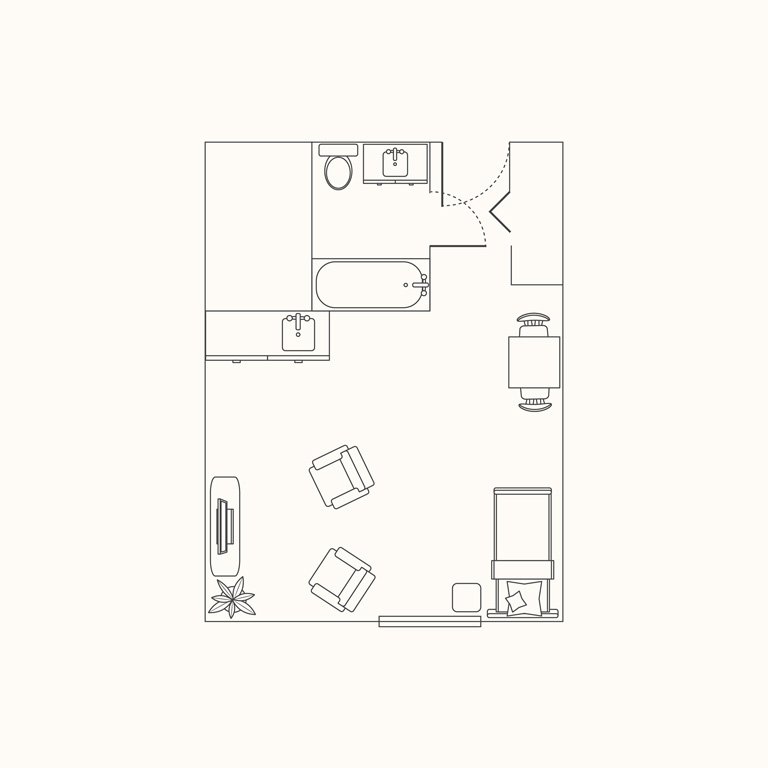 Floorplan A: Studio 350 Sqft. 